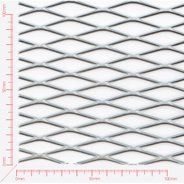Expanded metal, Mesh diamond, length 42mm, width 12mm, strand width 2mm