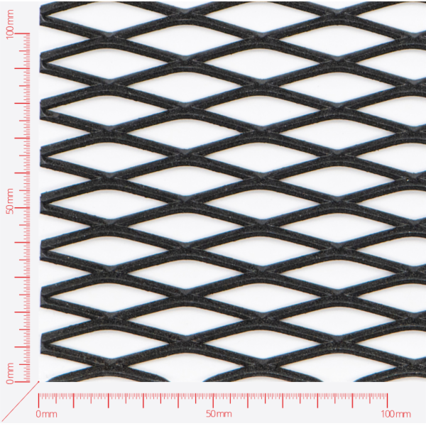 Expanded metal, Mesh diamond, length 43mm, width 13mm, strand width 2,5mm