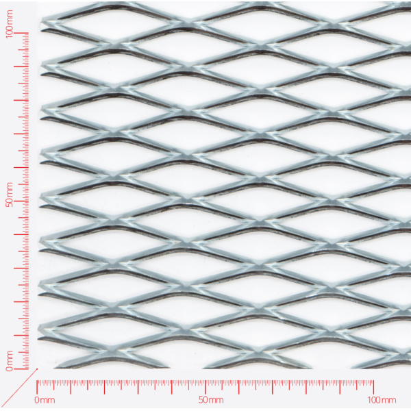 Expanded metal, Mesh diamond, length 43mm, width 13mm, strand width 2,5mm