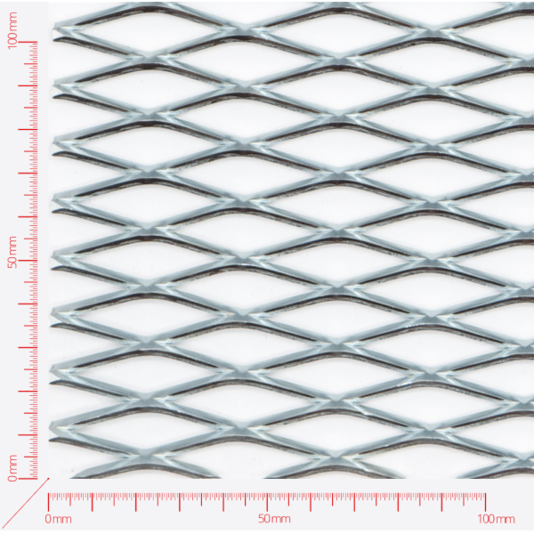 Expanded metal, Mesh diamond, length 43mm, width 13mm, strand width 2,5mm