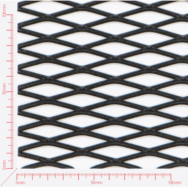 Expanded metal, Mesh diamond, length 43mm, width 13mm, strand width 3mm