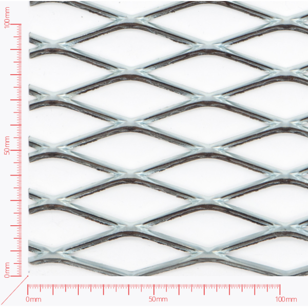 Expanded metal, Mesh diamond, length 62,5mm, width 20mm, strand width 3mm