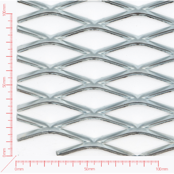 Expanded metal, Mesh diamond, length 62,5mm, width 20mm, strand width 4mm