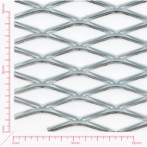 Expanded metal, Mesh diamond, length 62,5mm, width 20mm, strand width 4mm
