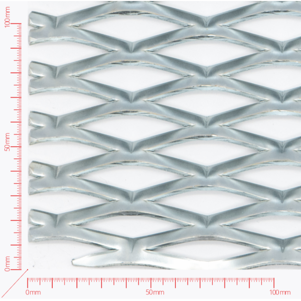 Expanded metal, Mesh diamond, length 62,5mm, width 20mm, strand width 6mm