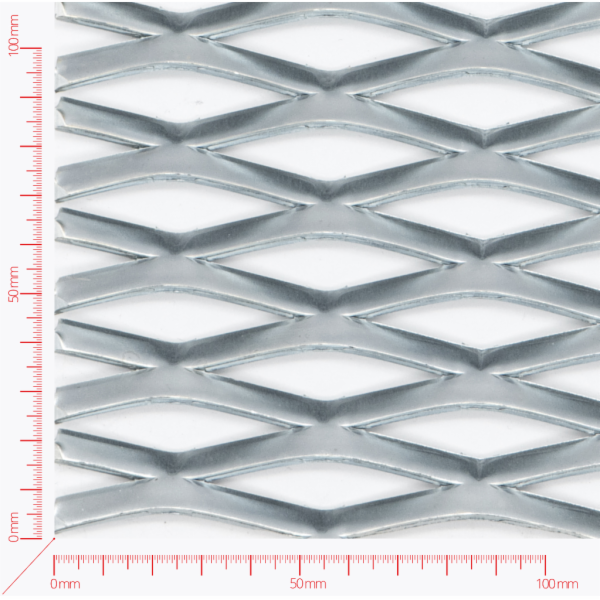 Expanded metal, Mesh diamond, length 62,5mm, width 23mm, strand width 7mm