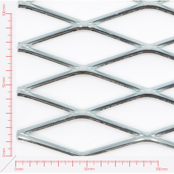Expanded metal, Mesh diamond, length 90mm, width 31,5mm, strand width 4mm