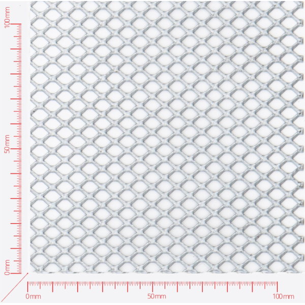 Expanded metal, Mesh round flattened, length 10mm, width 7,62mm, strand width 1,4mm
