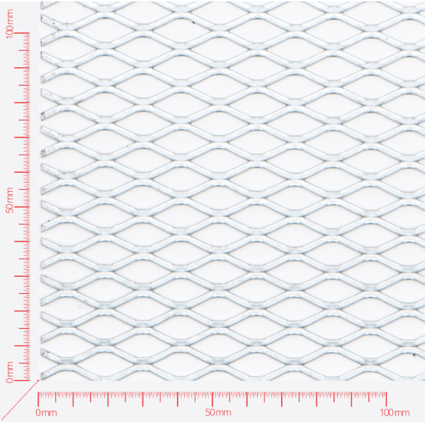 Expanded metal, Mesh diamond flattened, length 22mm, width 10,7mm, strand width 2mm