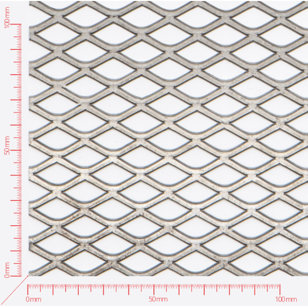 Expanded metal, Mesh diamond flattened, length 22mm, width 13mm, strand width 2mm