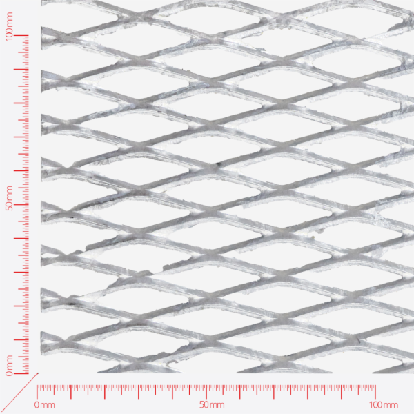 Expanded metal, Mesh diamond, length 43mm, width 13mm, strand width 3mm