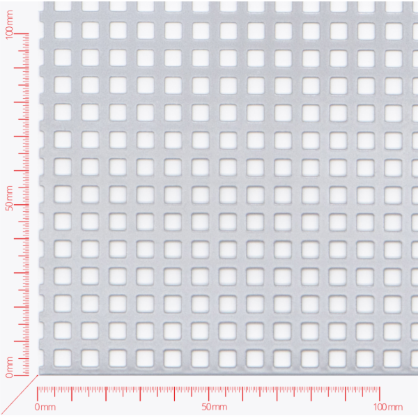 Perforated sheet, perforation square straight, hole 5mm, pitch 8mm