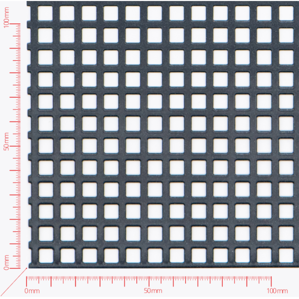 Perforated sheet, perforation square straight, hole 6mm, pitch 9mm
