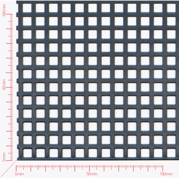 Perforated sheet, perforation square straight, hole 6mm, pitch 9mm