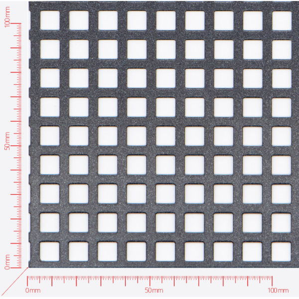 Perforated sheet, perforation square straight, hole 8mm, pitch 12mm