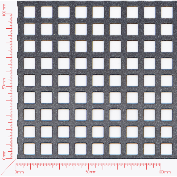 Perforated sheet, perforation square straight, hole 8mm, pitch 12mm