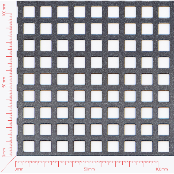 Perforated sheet, perforation square straight, hole 8mm, pitch 12mm
