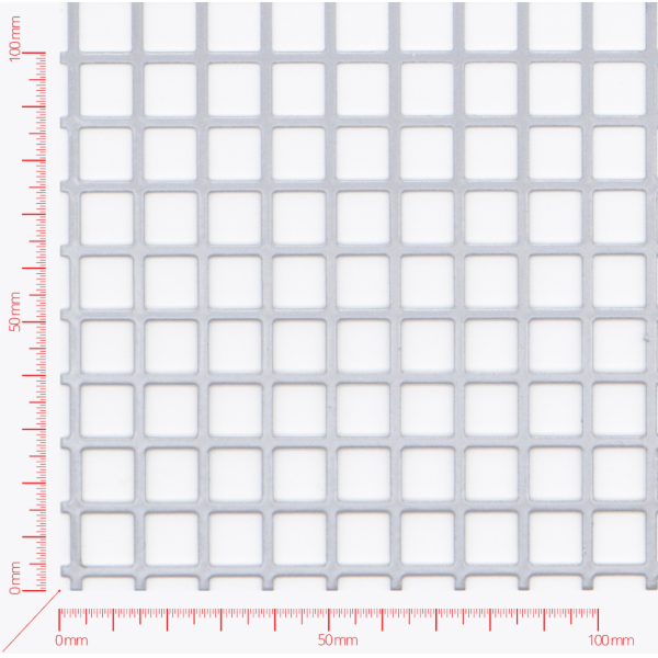 Perforated sheet, perforation square straight, hole 10mm, pitch 12mm
