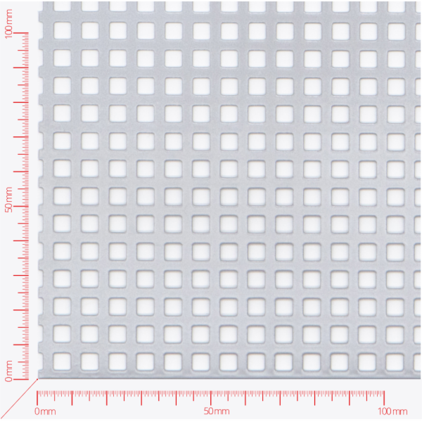 Perforated sheet, perforation square straight, hole 5mm, pitch 8mm