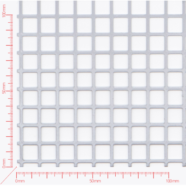 Perforated sheet, perforation square straight, hole 10mm, pitch 12mm