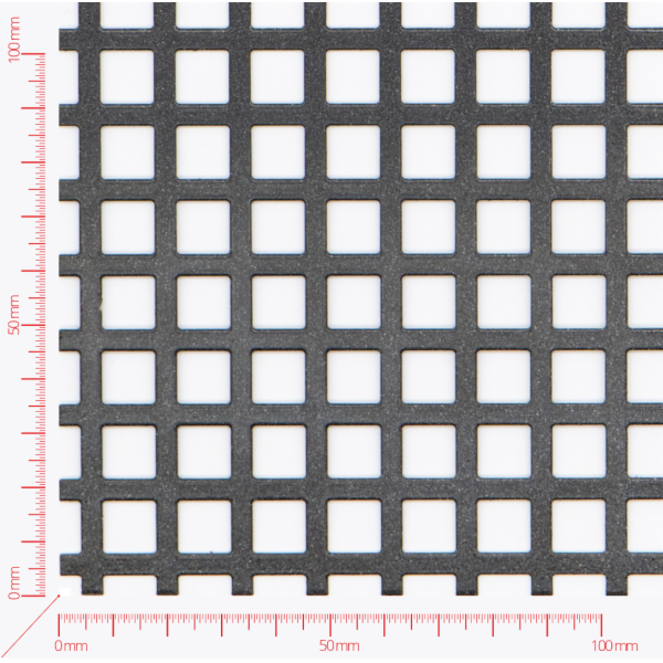 Perforated sheet, perforation square straight, hole 10mm, pitch 14mm