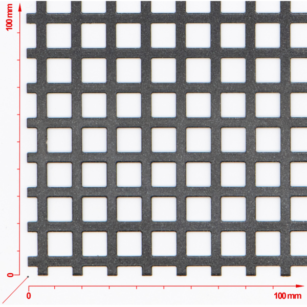 Perforated sheet, perforation square straight, hole 10mm, pitch 14mm