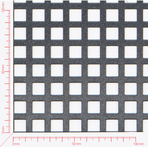 Perforated sheet, perforation square straight, hole 10mm, pitch 15mm