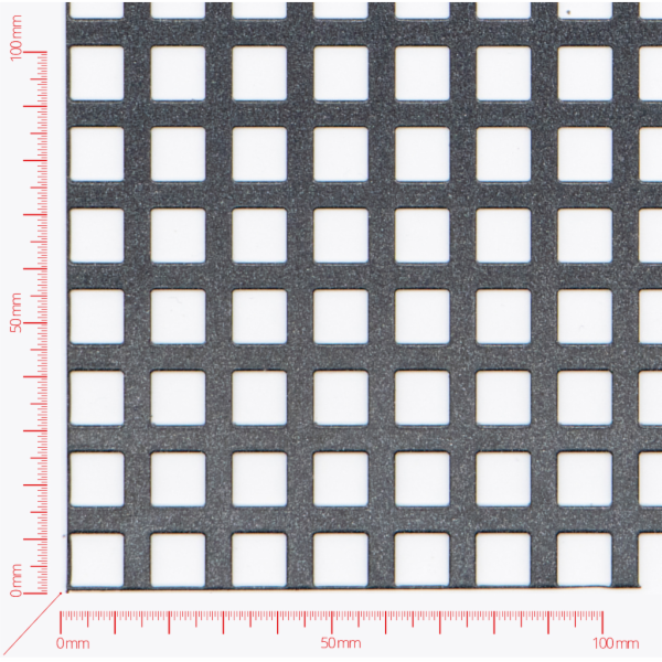 Perforated sheet, perforation square straight, hole 10mm, pitch 15mm