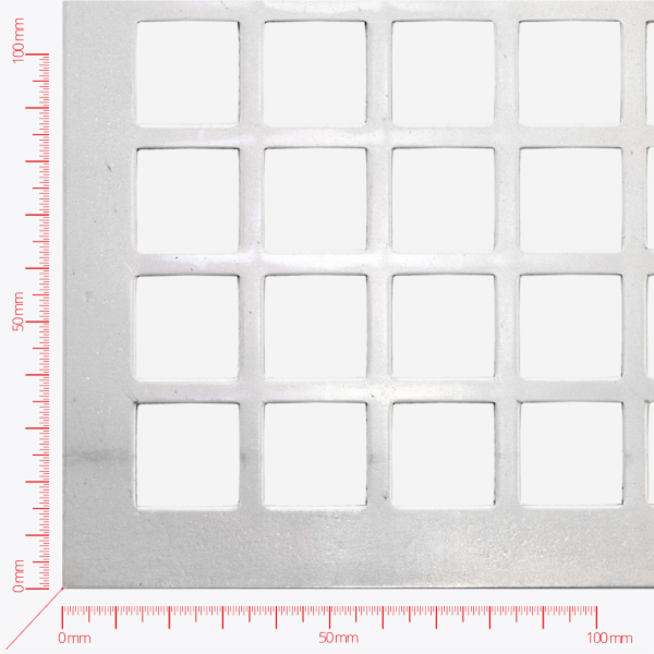 Perforated sheet, perforation square straight, hole 20mm, pitch 25mm