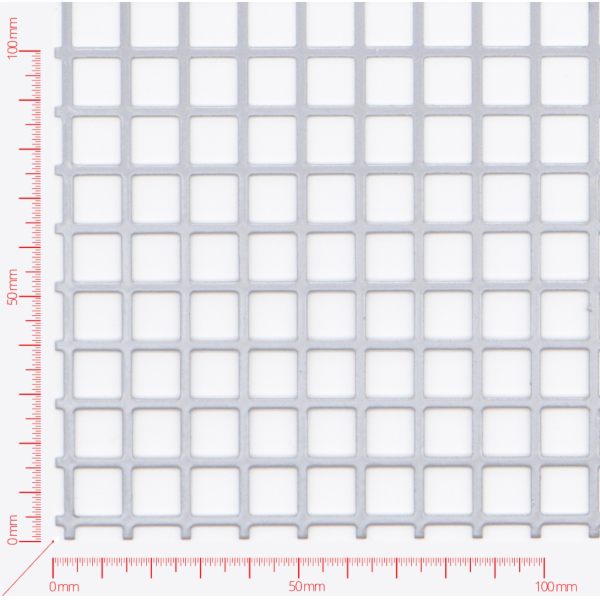 Perforated sheet, perforation square straight, hole 10mm, pitch 12mm