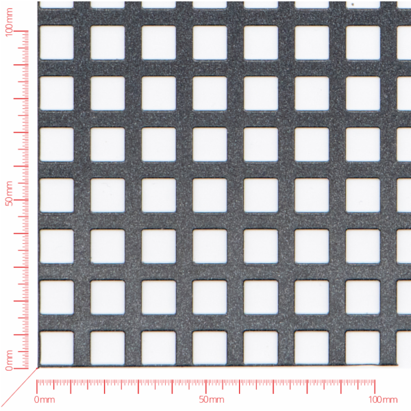 Perforated sheet, perforation square straight, hole 10mm, pitch 14mm