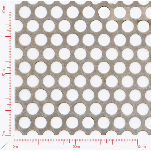 Perforated sheet, perforation round staggered, hole 10mm, pitch 13mm