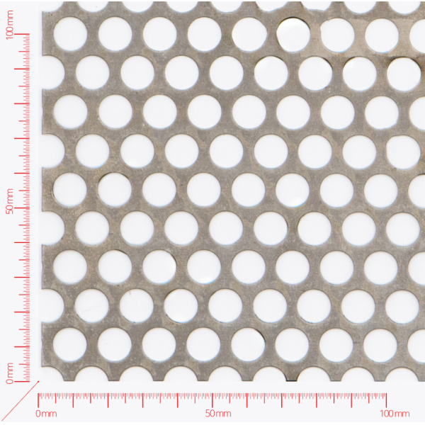 Perforated sheet, perforation round staggered, hole 10mm, pitch 13mm