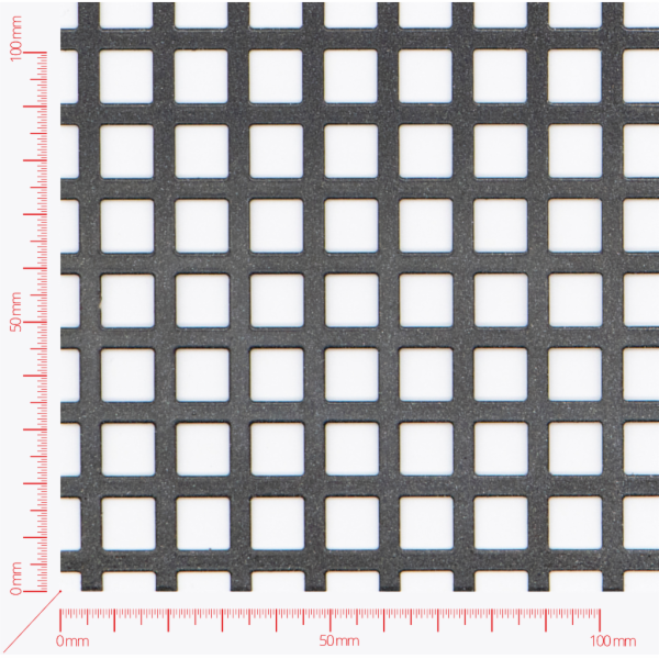Perforated sheet, perforation square straight, hole 10mm, pitch 14mm