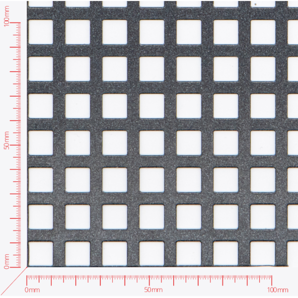 Perforated sheet, perforation square straight, hole 10mm, pitch 15mm