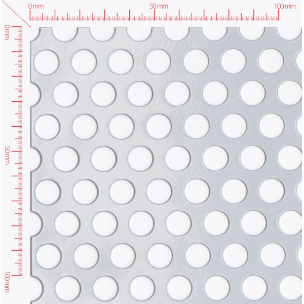 Perforated sheet, perforation round staggered, diameter 10mm, pitch 15mm