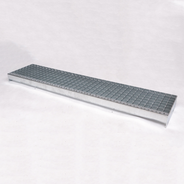 Stair step, hot-dip galvanised - Pressure-locked, Mesh 33x33mm, Load-bearing bar 35x2mm