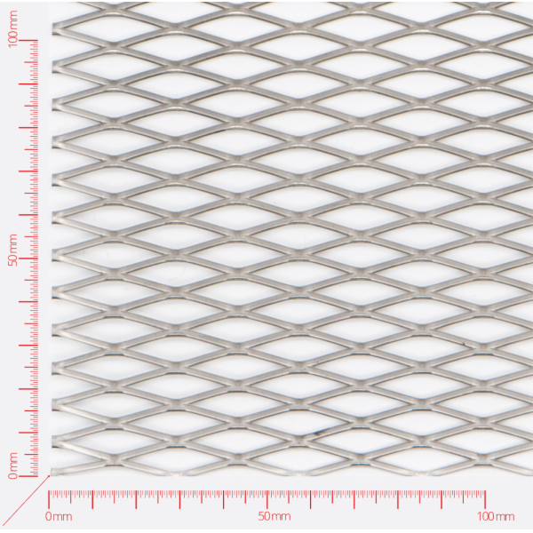 Expanded metal, Mesh diamond, length 28mm, width 9mm, strand width 1,6mm