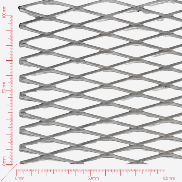 Expanded metal, Mesh diamond, length 42mm, width 12mm, strand width 3mm