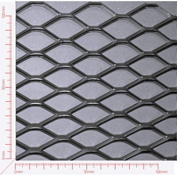 Expanded metal, Mesh diamond, length 43mm, width 20mm, strand width 3mm