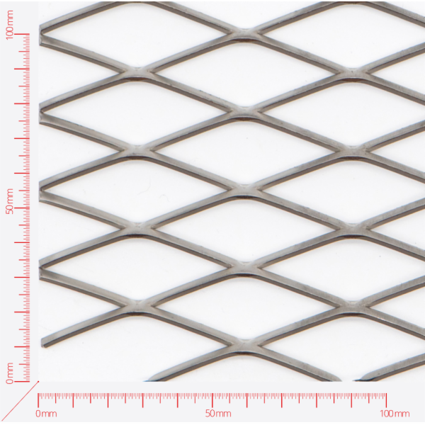 Expanded metal, Mesh diamond, length 62,5mm, width 23mm, strand width 3mm