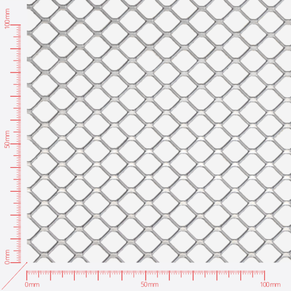 Expanded metal, Mesh square flattened, length 14mm, width 11,4mm, strand width 1mm