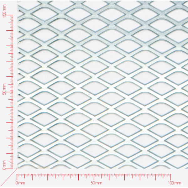 Expanded metal, Mesh diamond flattened, length 22mm, width 12mm, strand width 2mm