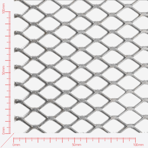 Expanded metal, Mesh diamond flattened, length 28mm, width 15mm, strand width 1,5mm