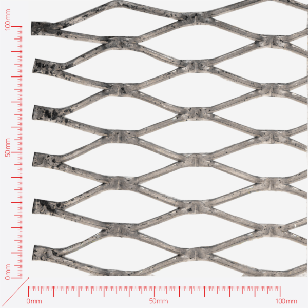 Expanded metal, Mesh diamond flattened, length 62,5mm, width 20mm, strand width 3mm
