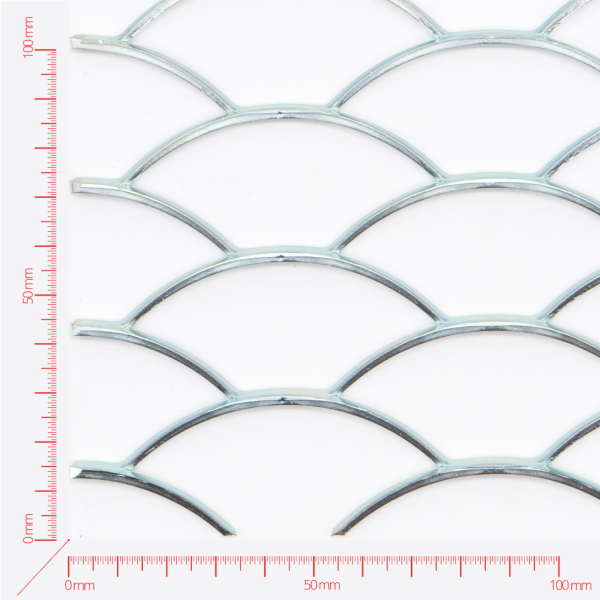 Expanded metal, fish scale, length 150, width 52mm, strand width 4mm