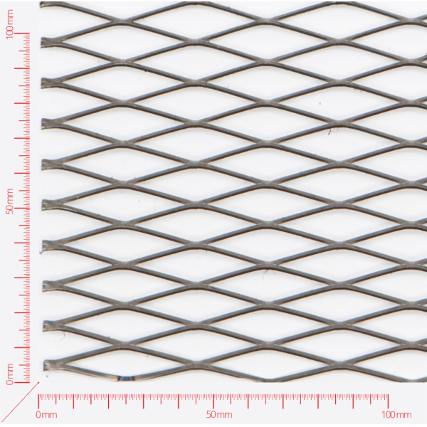 Expanded metal, Mesh diamond, length 42mm, width 12mm, strand width 1,6mm