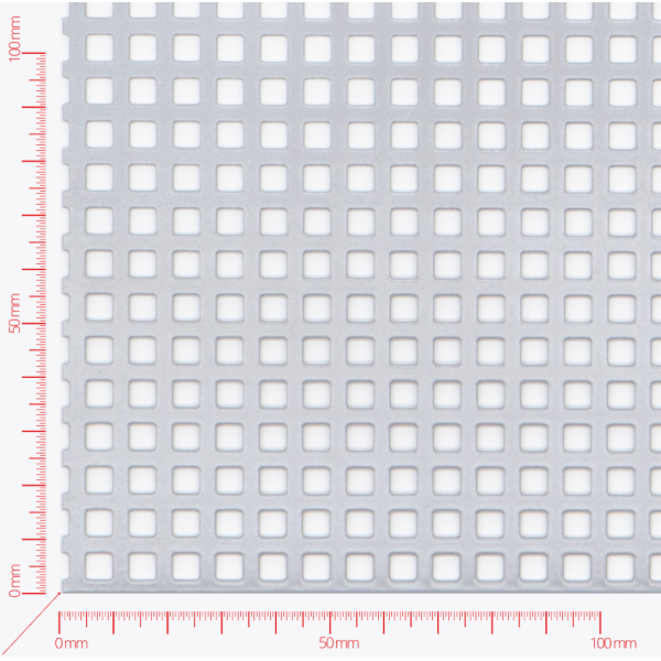 Perforated sheet, perforation square straight, hole 5mm, pitch 8mm
