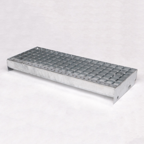 Stair step, hot-dip galvanised - Pressure-locked, Mesh 33x33mm, Load-bearing bar 30x2mm